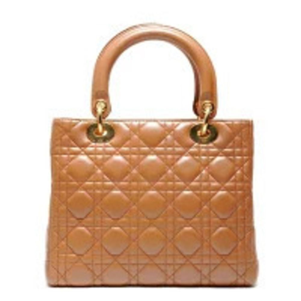 Dior Lady Christian Brown Lambskin Handbag